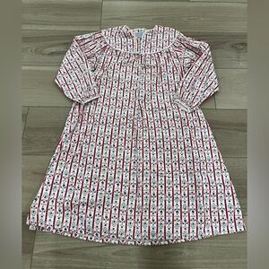 LANZ OF SALZBURG Tyrolean Flannel Nightgown White Red Stripes Floral Hearts M